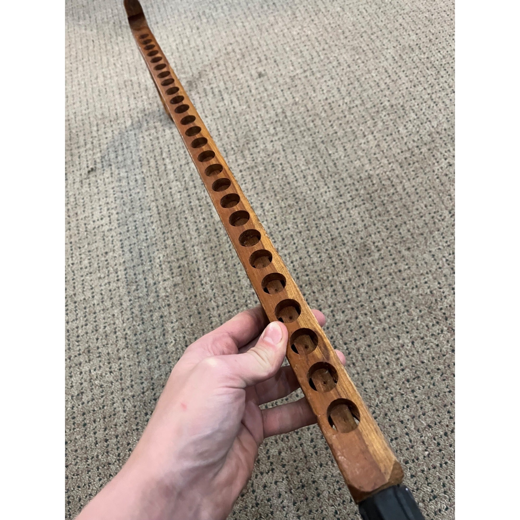Vintage Wood Walking Cane Stick Unique for Medallions / Tokens Buttons 33.5"