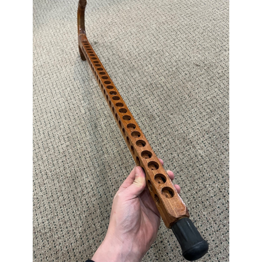Vintage Wood Walking Cane Stick Unique for Medallions / Tokens Buttons 33.5"