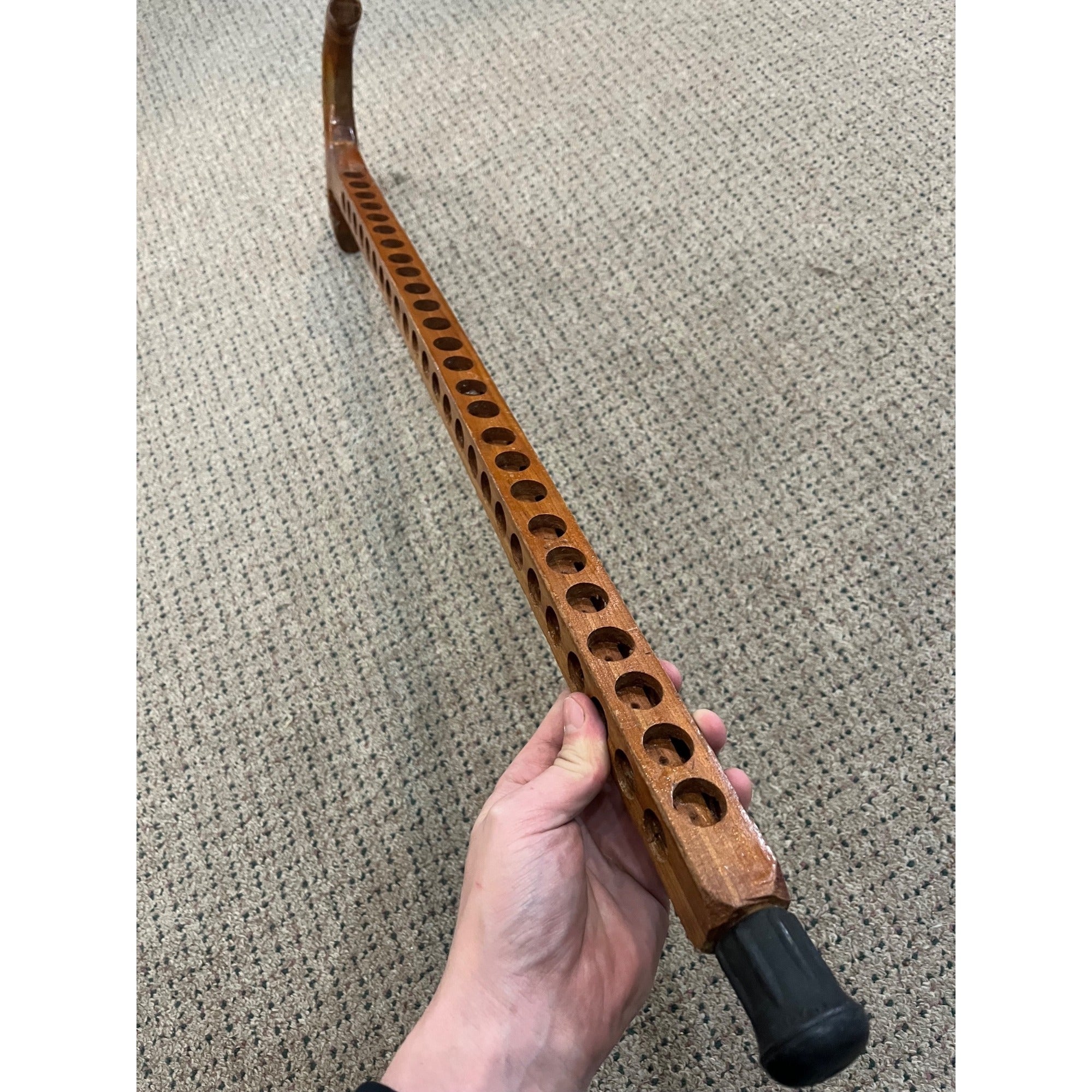 Vintage Wood Walking Cane Stick Unique for Medallions / Tokens Buttons 33.5"