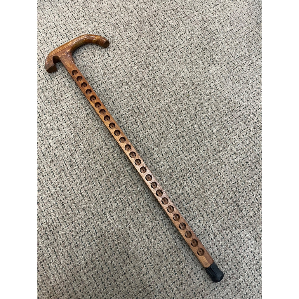 Vintage Wood Walking Cane Stick Unique for Medallions / Tokens Buttons 33.5"