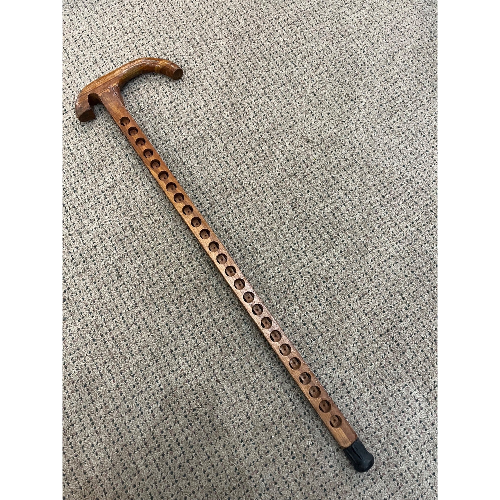 Vintage Wood Walking Cane Stick Unique for Medallions / Tokens Buttons 33.5"
