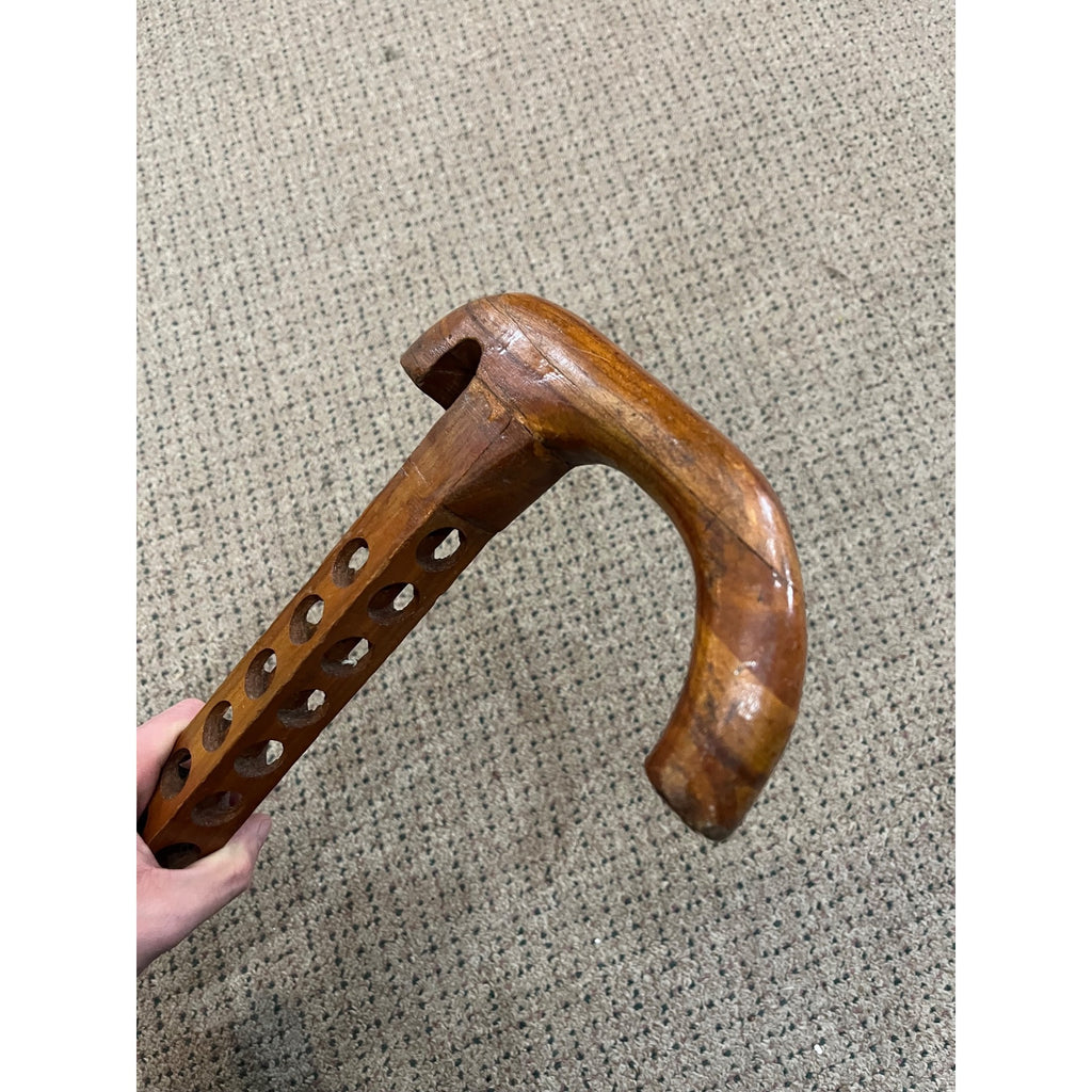 Vintage Wood Walking Cane Stick Unique for Medallions / Tokens Buttons 33.5"