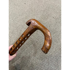 Vintage Wood Walking Cane Stick Unique for Medallions / Tokens Buttons 33.5"
