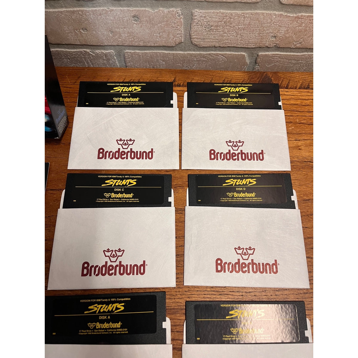 Stunts PC DOS Big Box 1990 Broderbund CIB 3.5 & 5.25 Floppy Disks Complete