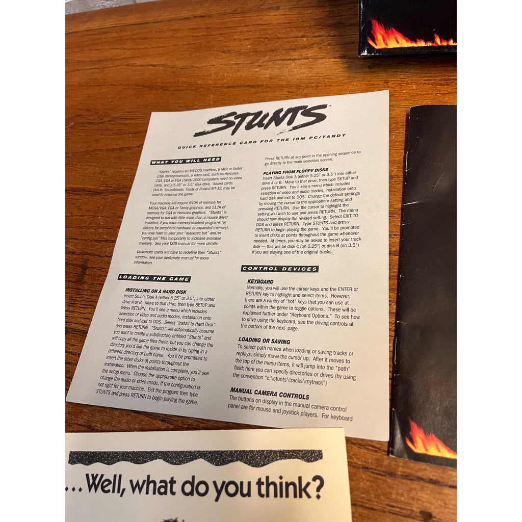 Stunts PC DOS Big Box 1990 Broderbund CIB 3.5 & 5.25 Floppy Disks Complete