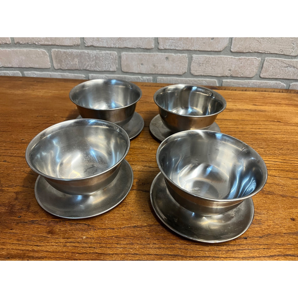Set of 4 Vintage MCM Selandia Danish Modern Stainless Sauce / Dip Bowls 1960s