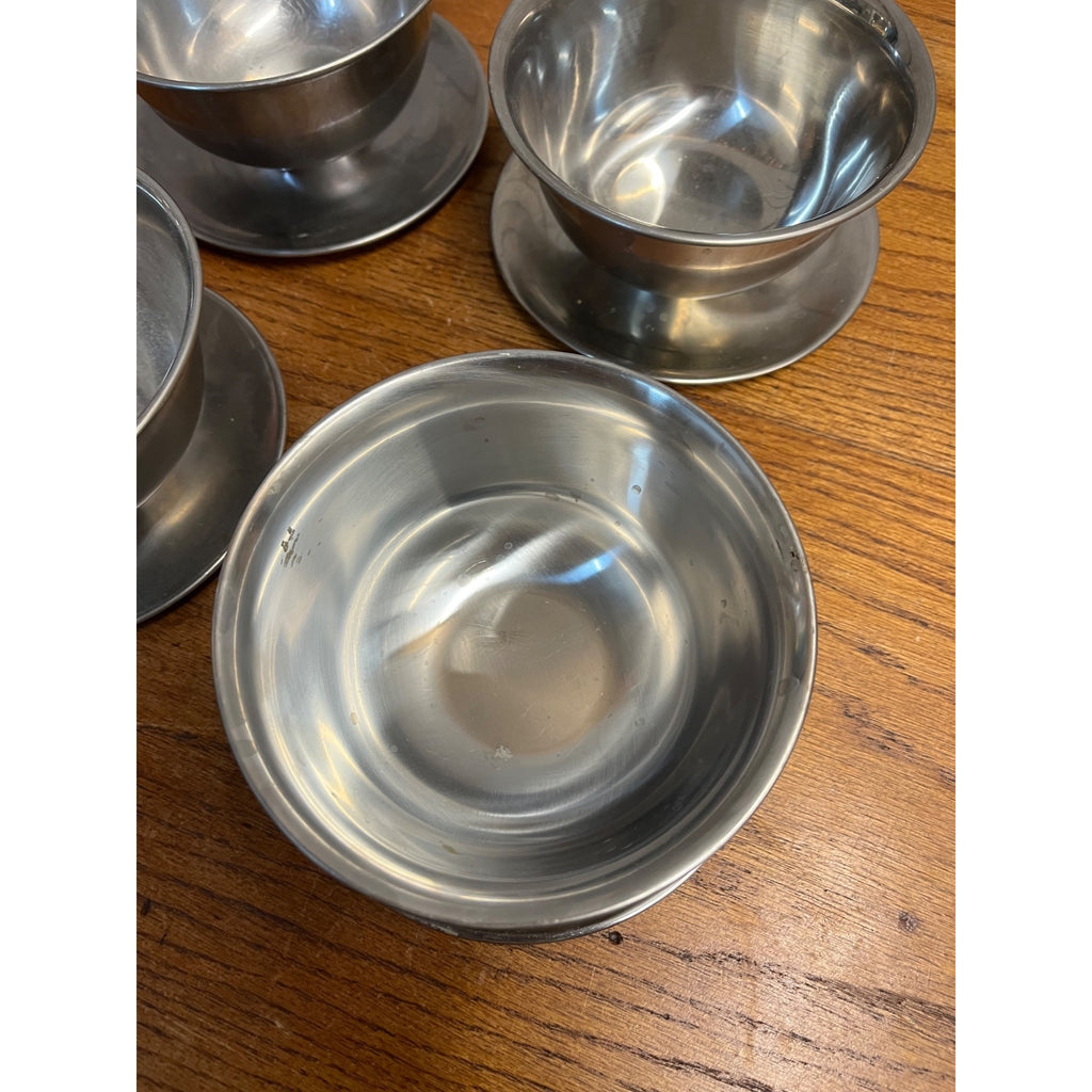 Set of 4 Vintage MCM Selandia Danish Modern Stainless Sauce / Dip Bowls 1960s