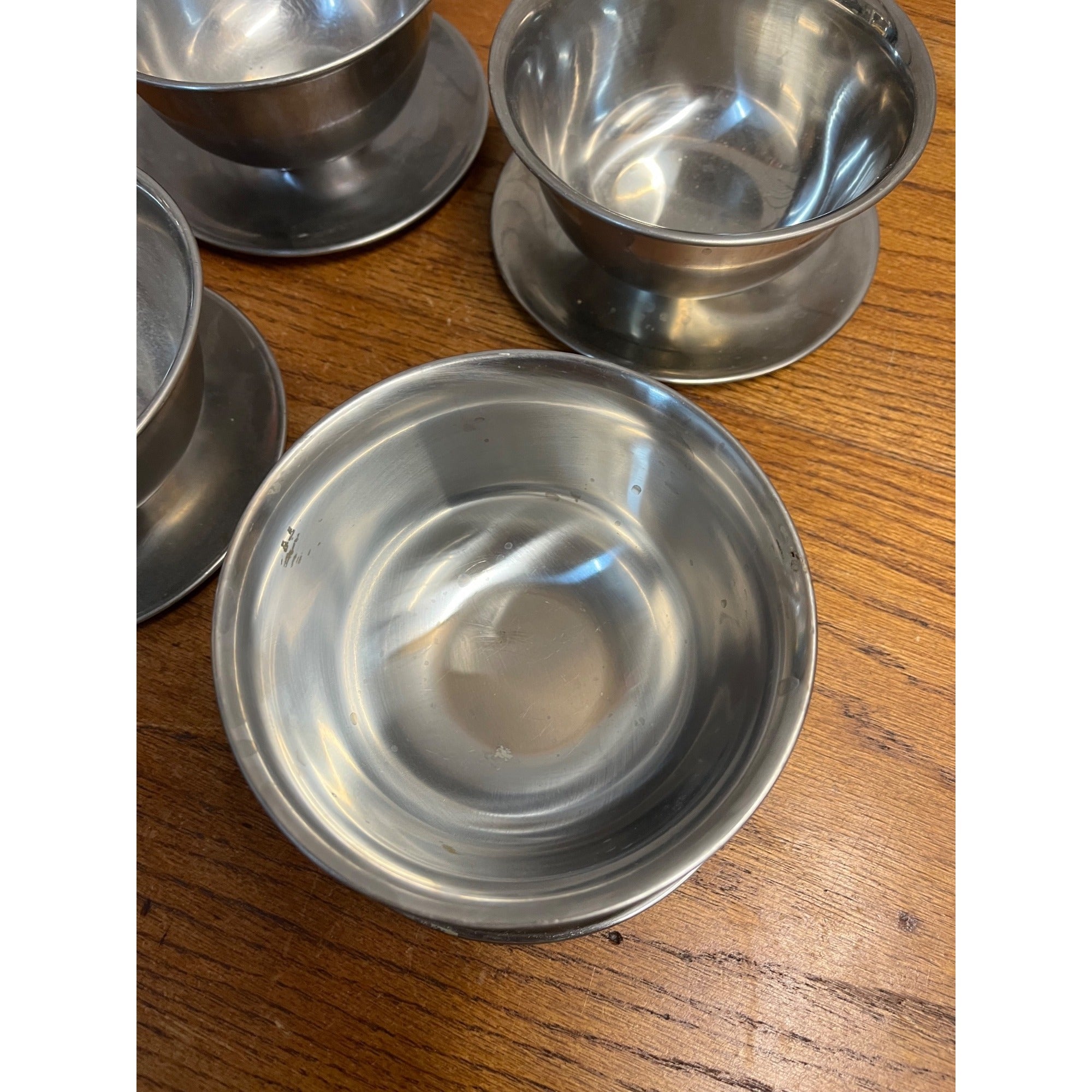Set of 4 Vintage MCM Selandia Danish Modern Stainless Sauce / Dip Bowls 1960s