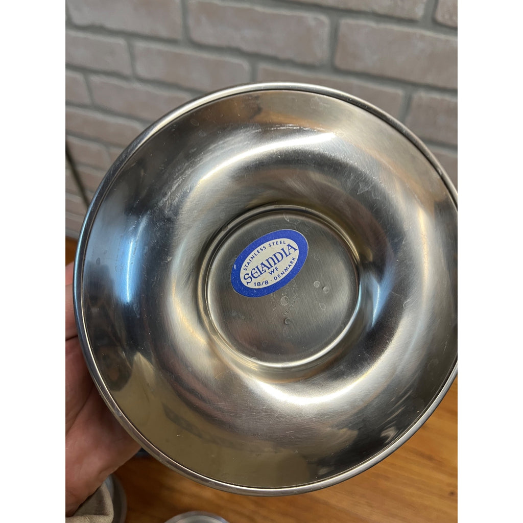 Set of 4 Vintage MCM Selandia Danish Modern Stainless Sauce / Dip Bowls 1960s