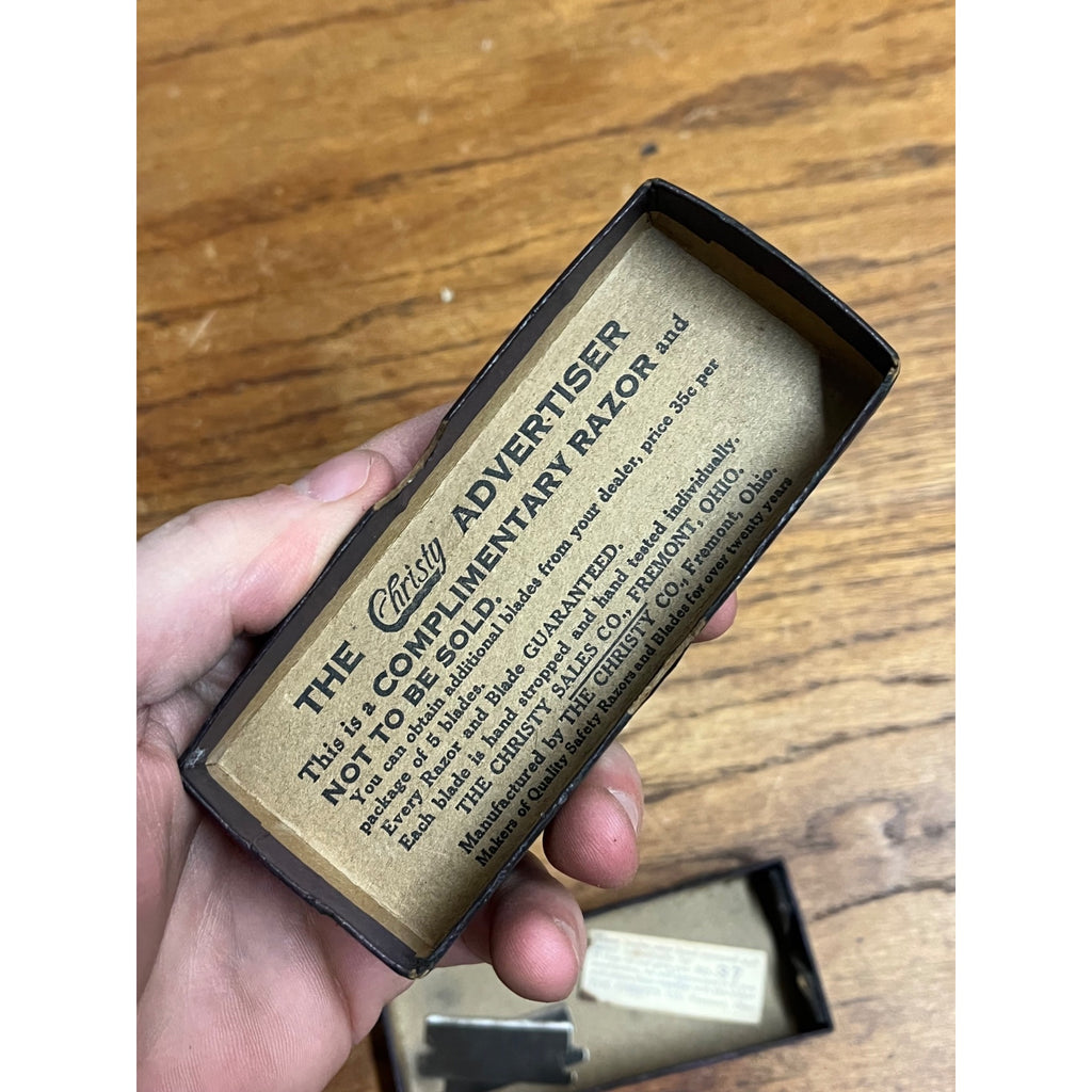 Antique Vintage 1920s Christy Advertiser Safety Razor With Original Box Shaving