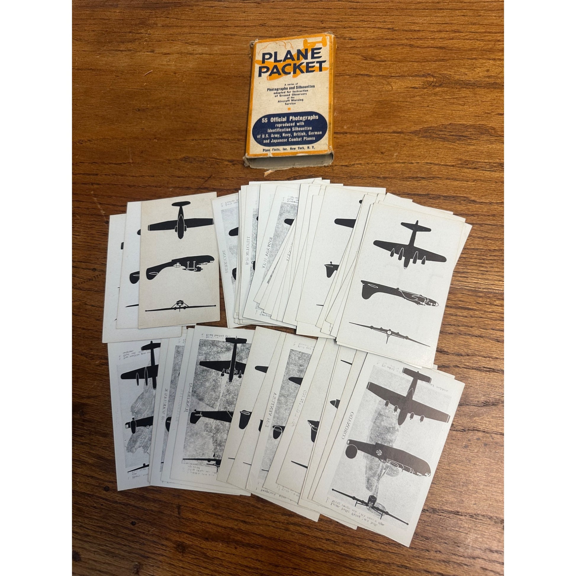 Original WWII Aircraft Warning Service Plane Identification Packet Silhouettes 55 Cards