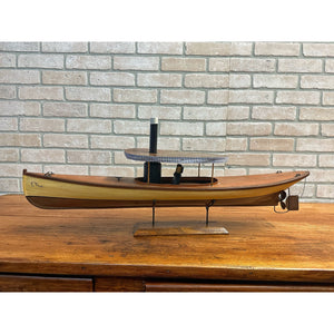Vintage Wisconsin Mississippi River Wooden Boat Model Wood Ship w/ Stand