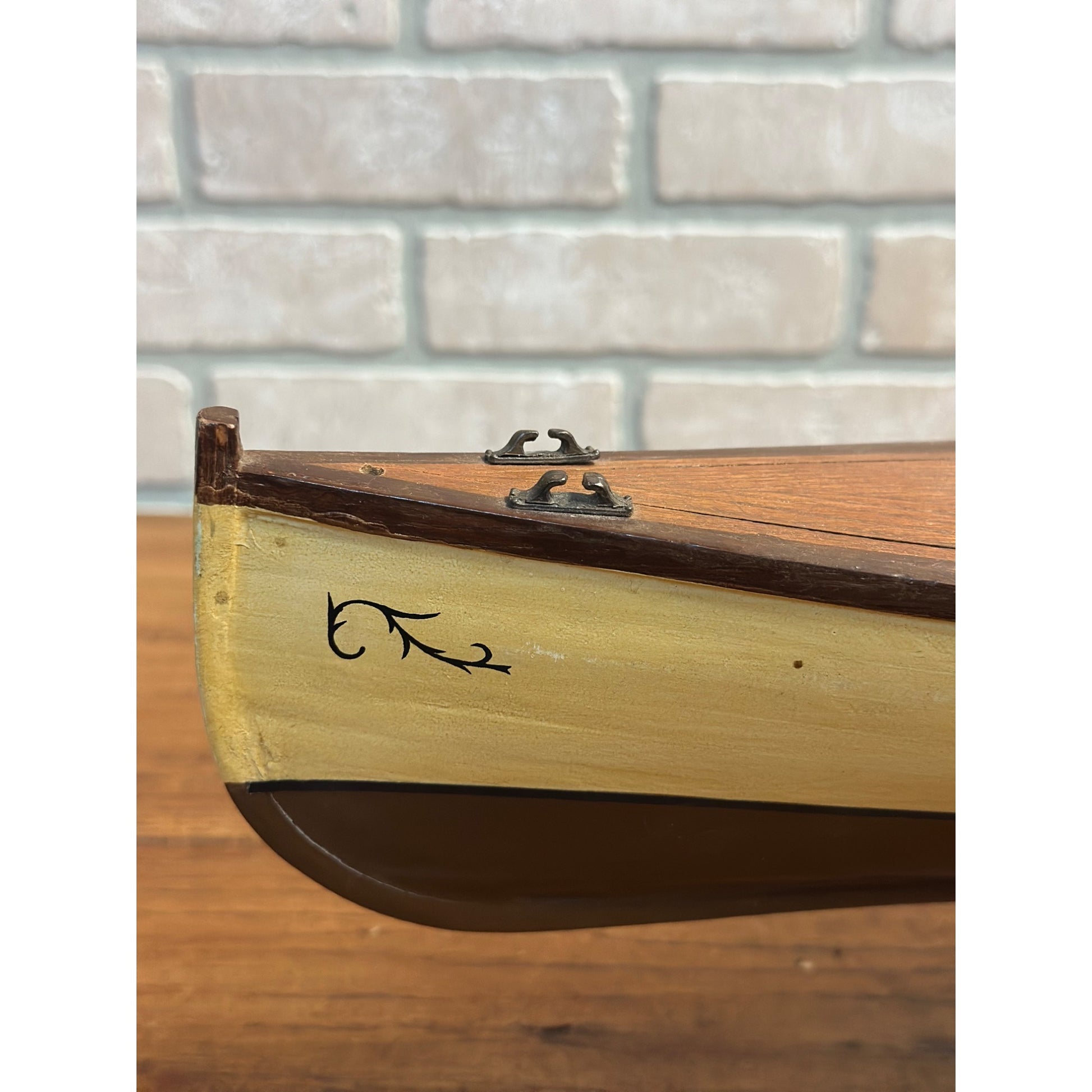Vintage Wisconsin Mississippi River Wooden Boat Model Wood Ship w/ Stand