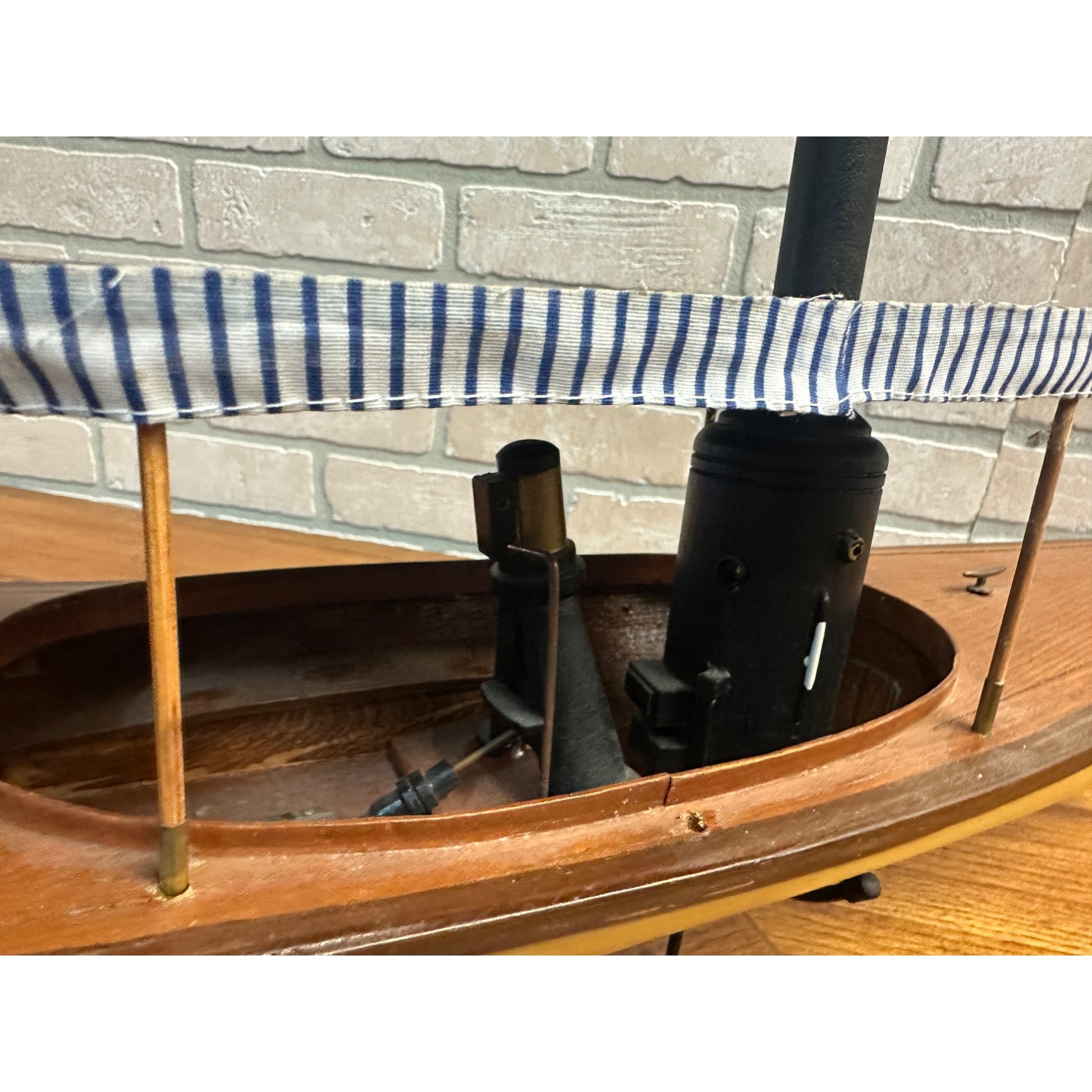 Vintage Wisconsin Mississippi River Wooden Boat Model Wood Ship w/ Stand