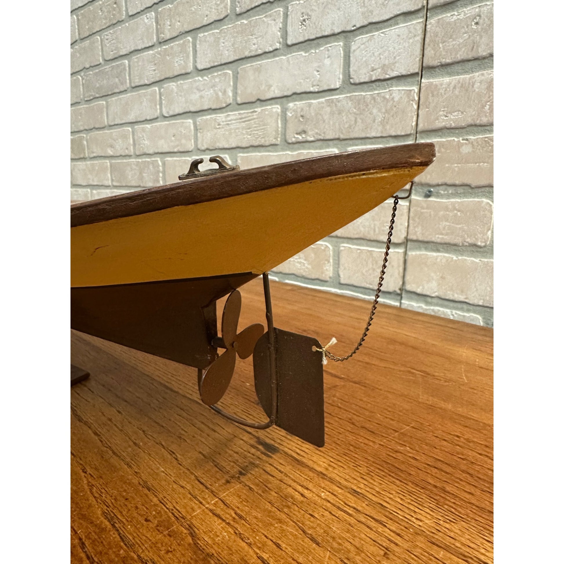 Vintage Wisconsin Mississippi River Wooden Boat Model Wood Ship w/ Stand