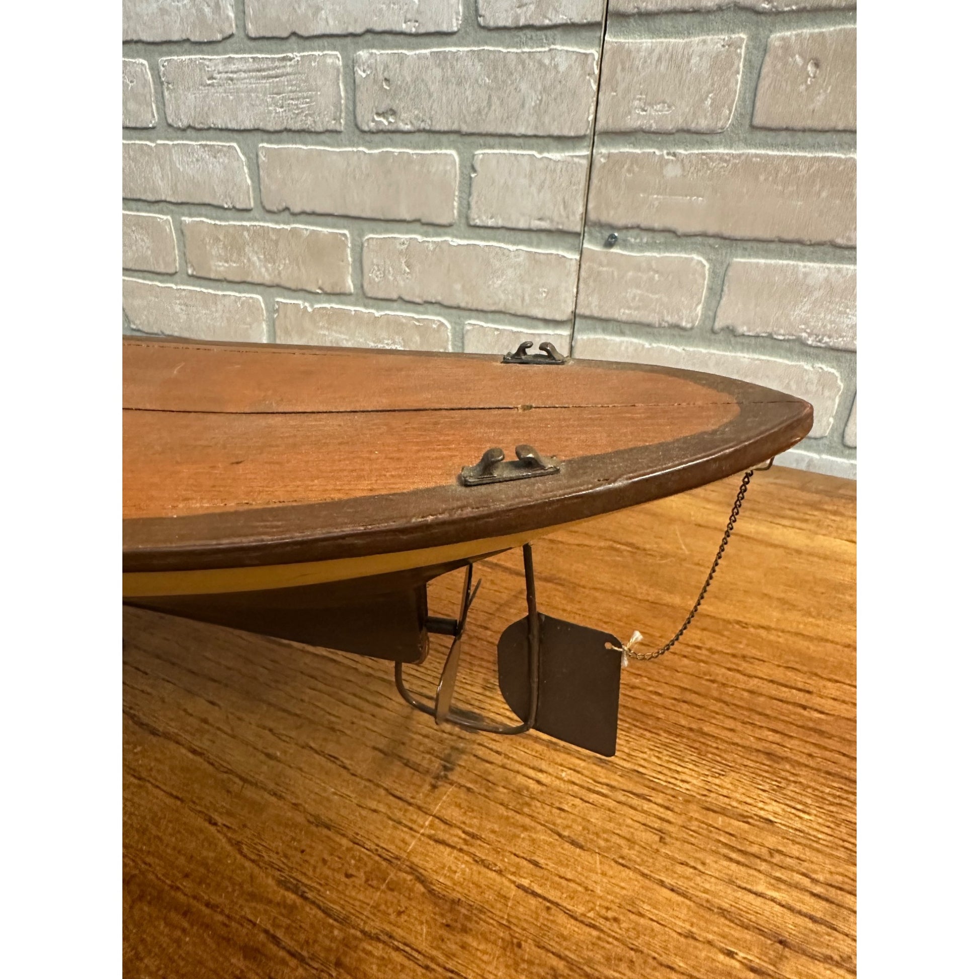 Vintage Wisconsin Mississippi River Wooden Boat Model Wood Ship w/ Stand