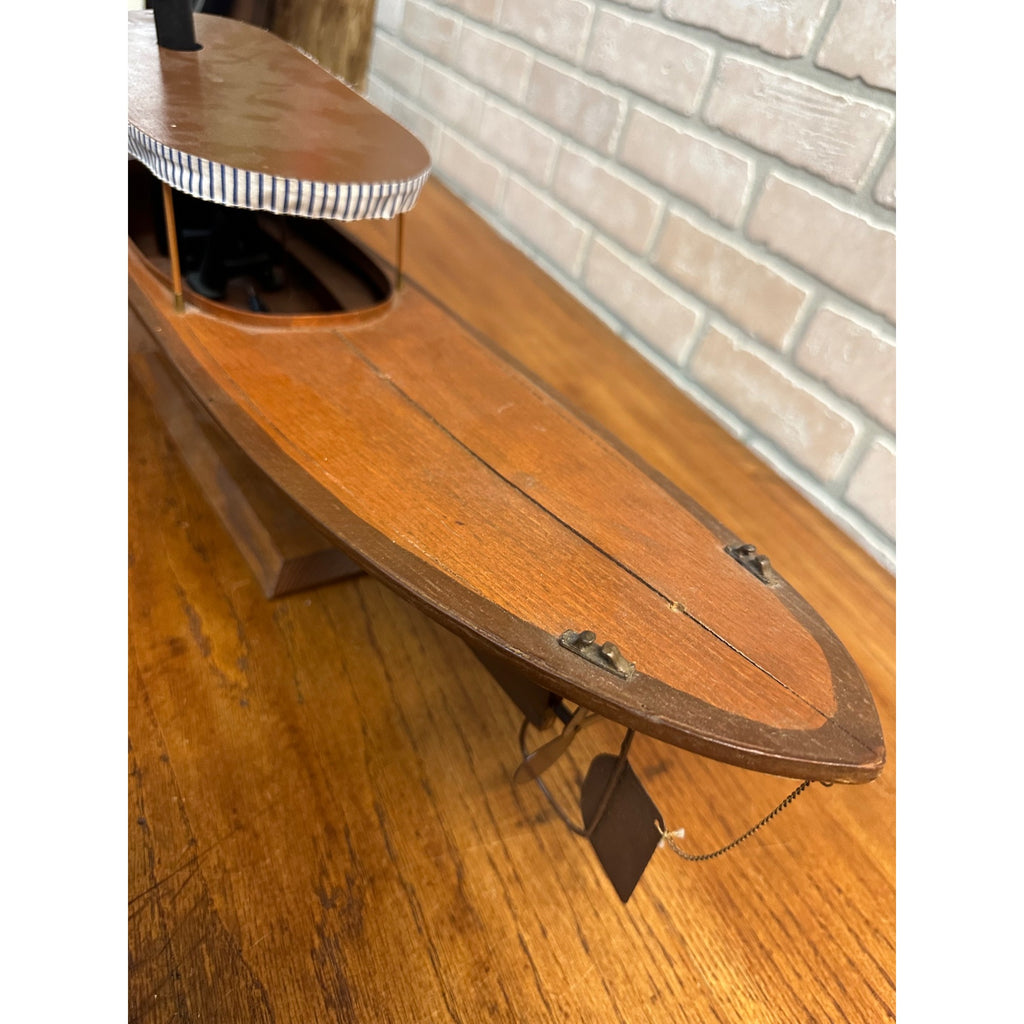 Vintage Wisconsin Mississippi River Wooden Boat Model Wood Ship w/ Stand