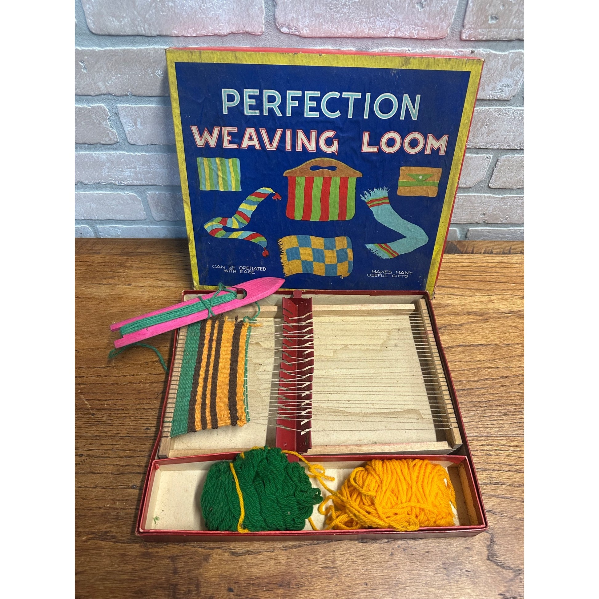 Vintage 1930s Perfection Weaving Loom Samuel Gabriel Child's Toy w/ Box