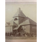 Antique Schoolhouse Building w/ Children Elementary or High School - Wisconsin? Photograph