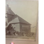 Antique Schoolhouse Building w/ Children Elementary or High School - Wisconsin? Photograph