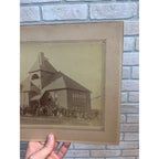 Antique Schoolhouse Building w/ Children Elementary or High School - Wisconsin? Photograph