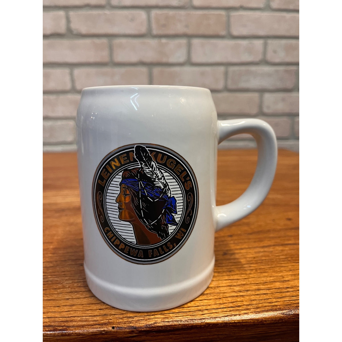 Vintage Leinenkugel's Beer Ceramic Stein With Indian Maiden Logo Chippewa Falls, WI Domex Breweriana Germany