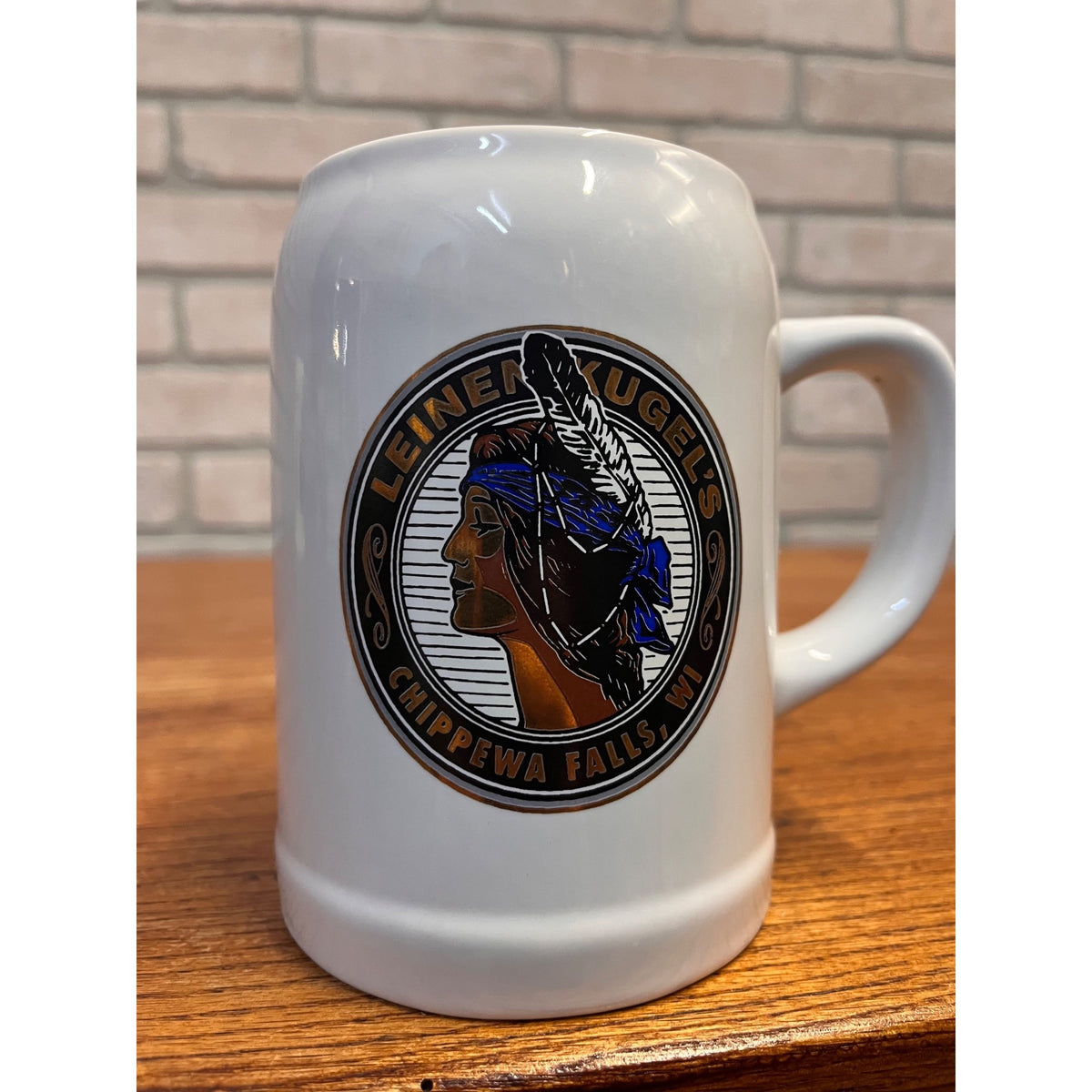 Vintage Leinenkugel's Beer Ceramic Stein With Indian Maiden Logo Chippewa Falls, WI Domex Breweriana Germany