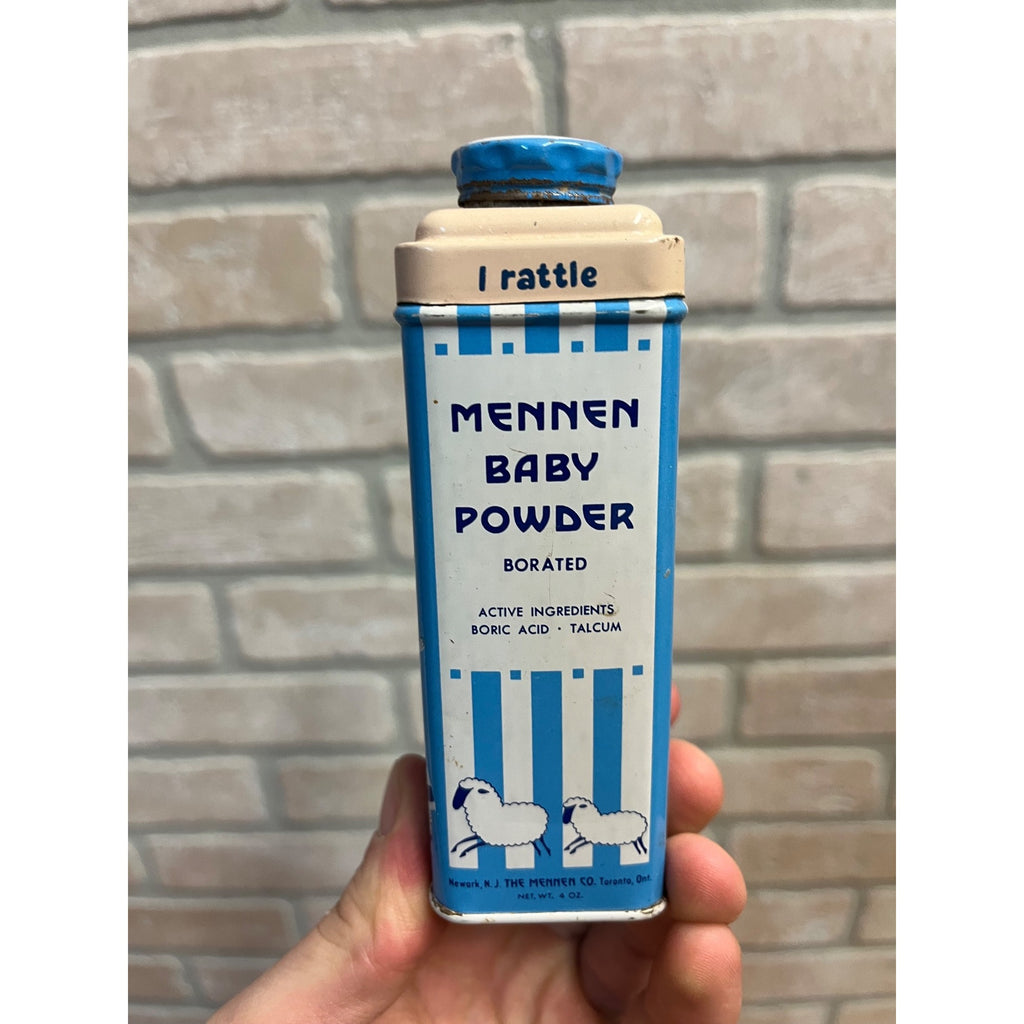 Vintage Mennen Baby Powder Tin That Rattles 4oz Advertising