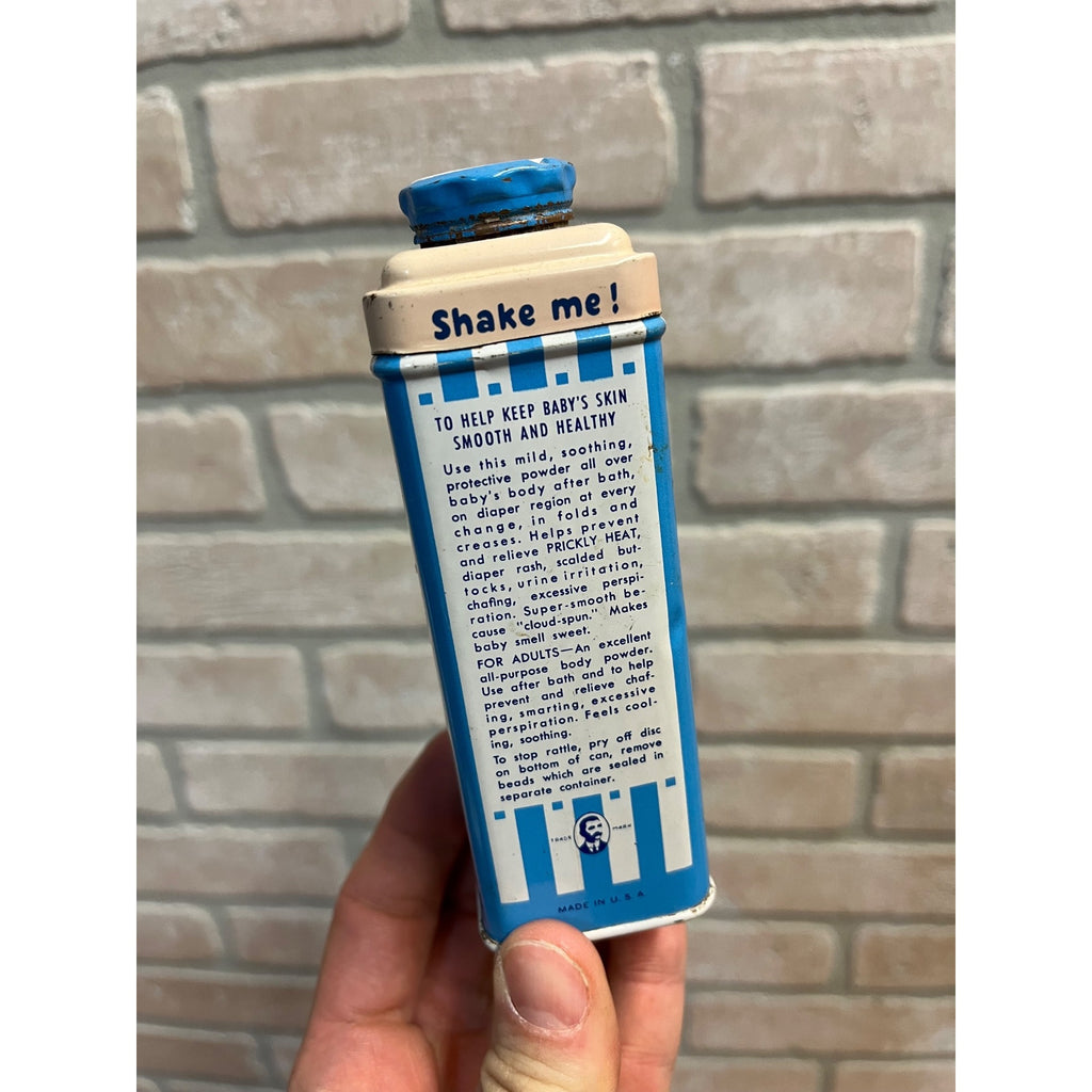 Vintage Mennen Baby Powder Tin That Rattles 4oz Advertising