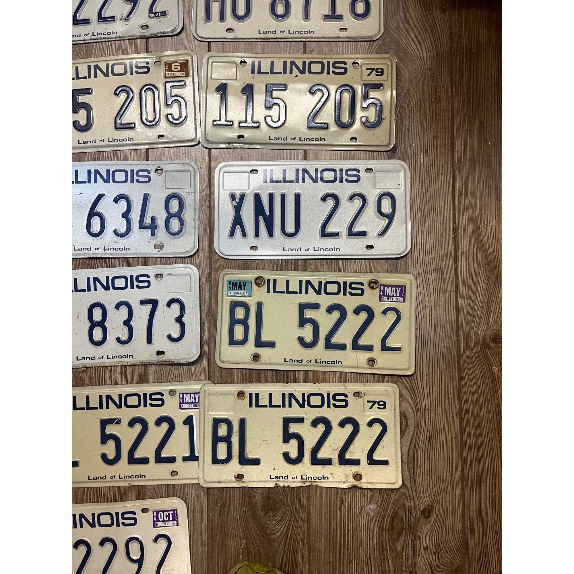 Vintage Large Lot (22) Illinois License Plates 1980s Blue / White Land of Lincoln