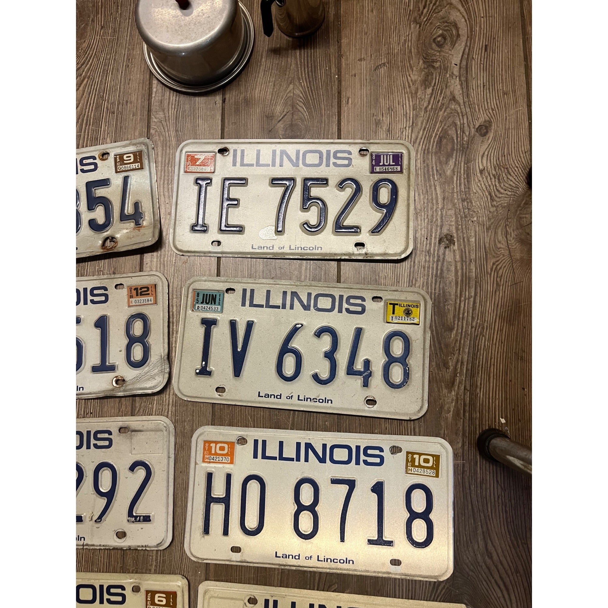 Vintage Large Lot (22) Illinois License Plates 1980s Blue / White Land of Lincoln