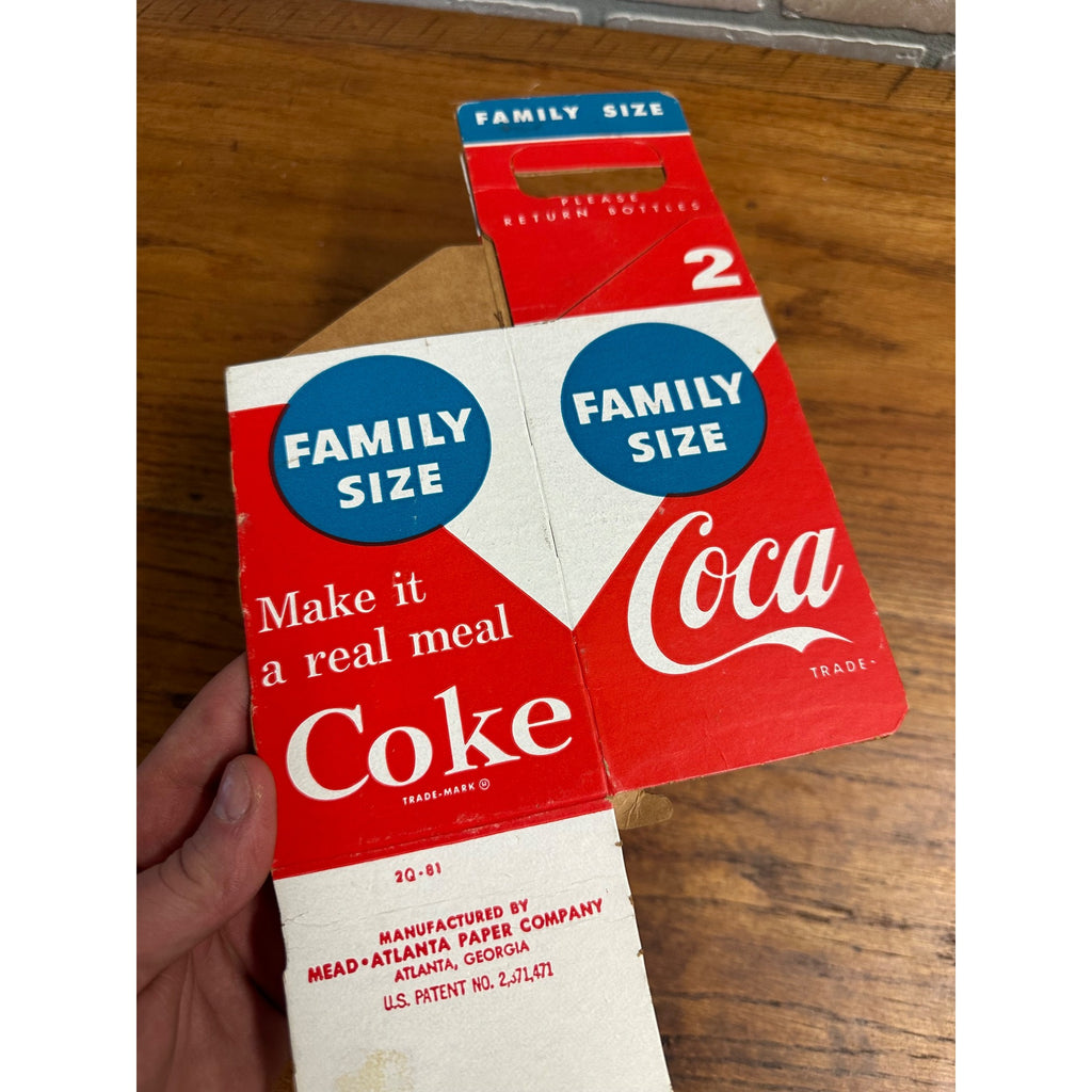 Vintage Coca Cola Family Size Soda Bottle Caddy Carrier Cardboard 2-Pack