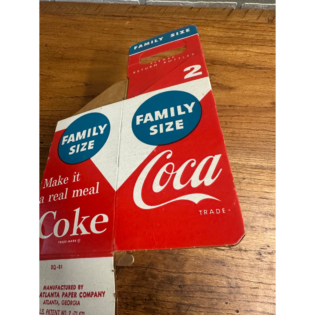 Vintage Coca Cola Family Size Soda Bottle Caddy Carrier Cardboard 2-Pack