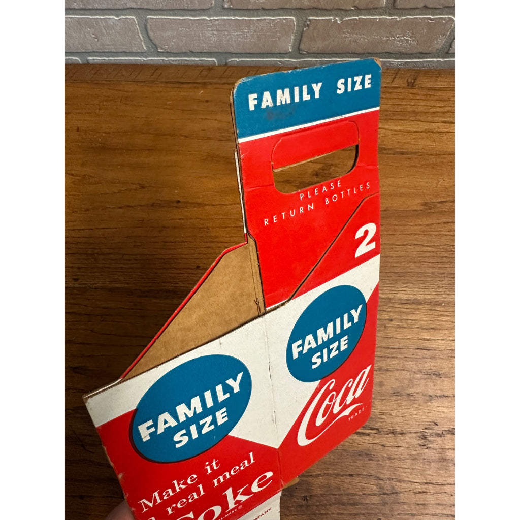Vintage Coca Cola Family Size Soda Bottle Caddy Carrier Cardboard 2-Pack