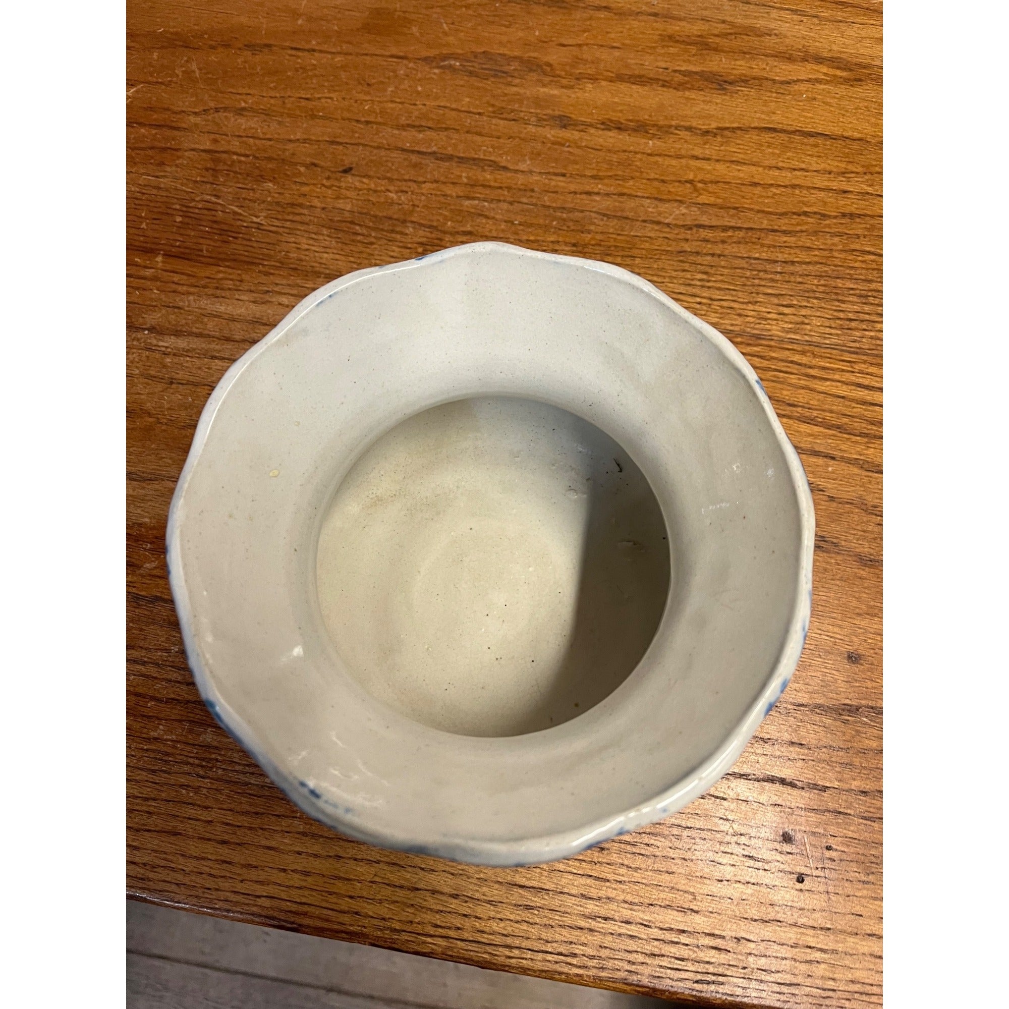 Antique Stoneware Blue & White Spittoon Cuspidor Primitive Farmhouse 1800s