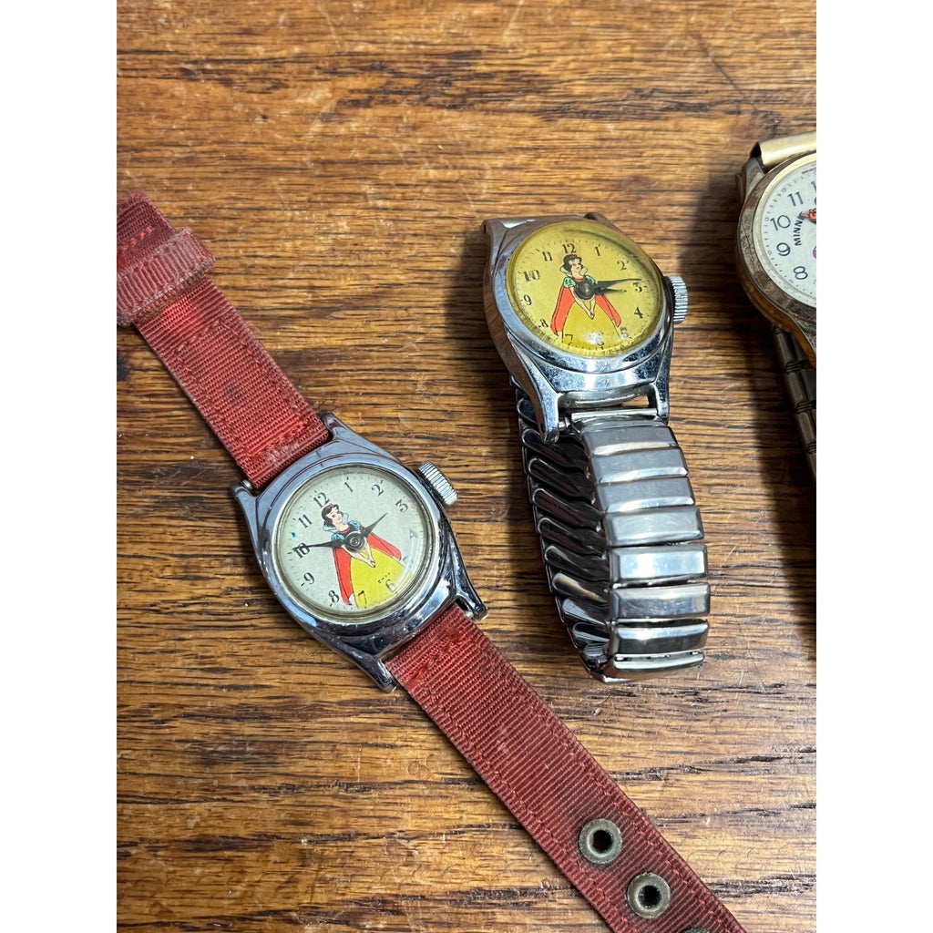 Vintage 1950s Snow White & Minnie Mouse Wristwatches Parts/Repair Lot 3 Watches