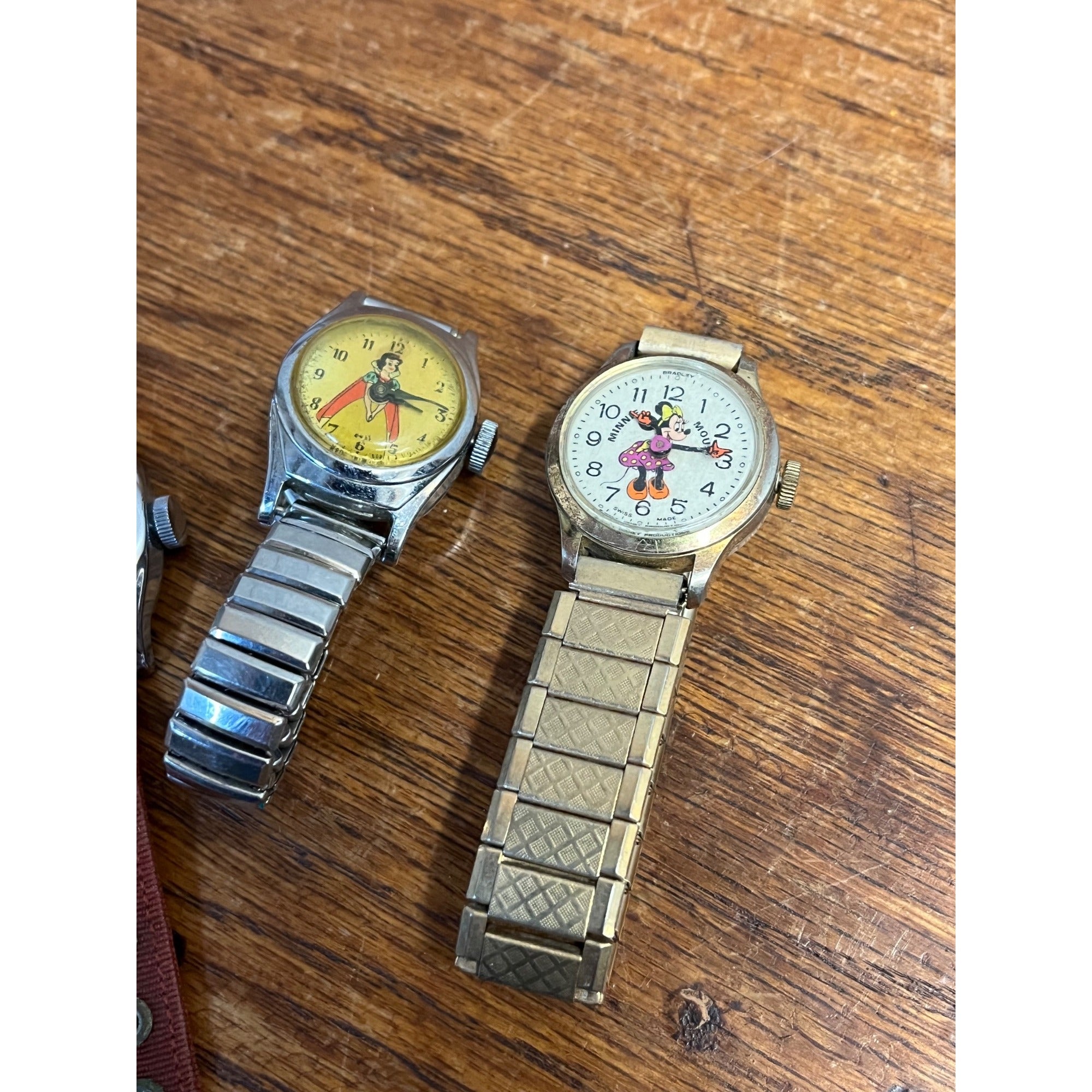 Vintage 1950s Snow White & Minnie Mouse Wristwatches Parts/Repair Lot 3 Watches
