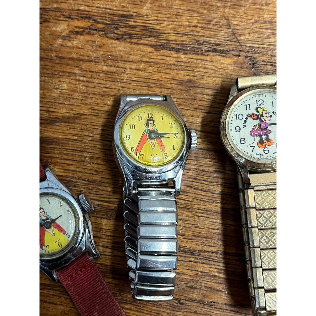 Vintage 1950s Snow White & Minnie Mouse Wristwatches Parts/Repair Lot 3 Watches