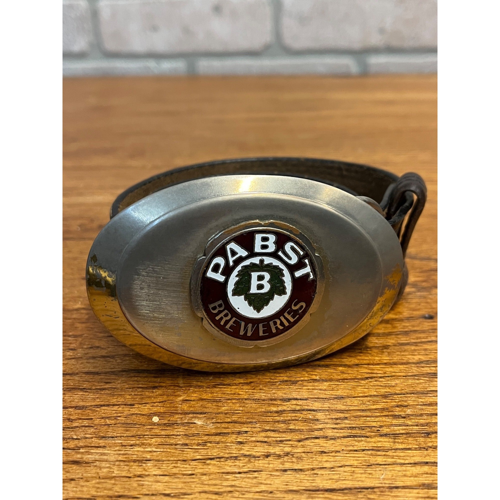 Vintage 1930s Pabst Blue Ribbon Beer Breweries Belt Buckle Enamel Logo Milwaukee