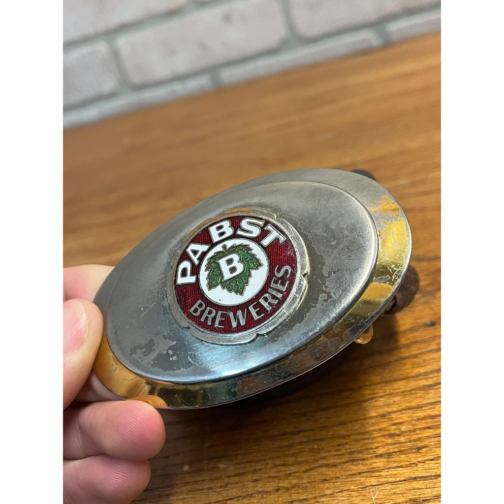Vintage 1930s Pabst Blue Ribbon Beer Breweries Belt Buckle Enamel Logo Milwaukee