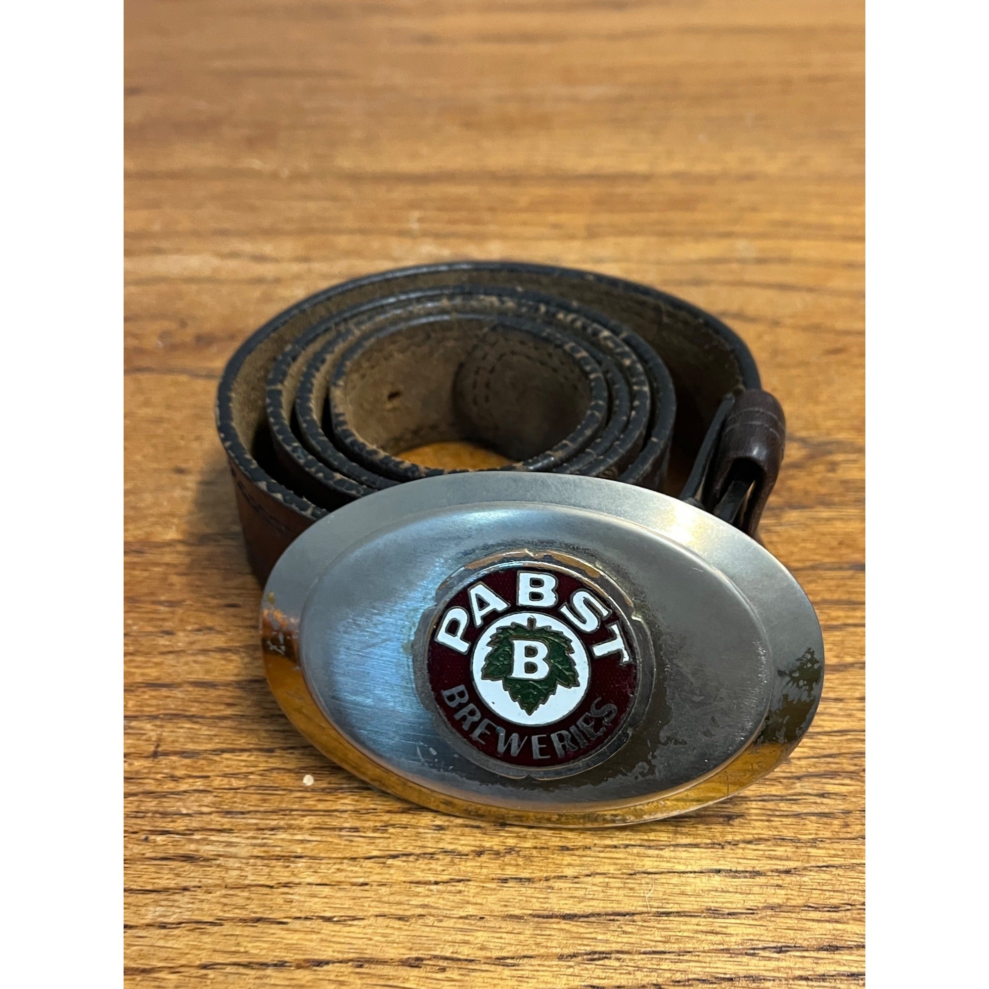 Vintage 1930s Pabst Blue Ribbon Beer Breweries Belt Buckle Enamel Logo Milwaukee