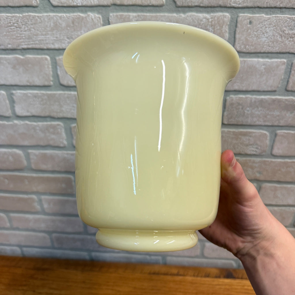 Vintage Mid Century Glassware Yellow Custard Beige Vase Pot Planter