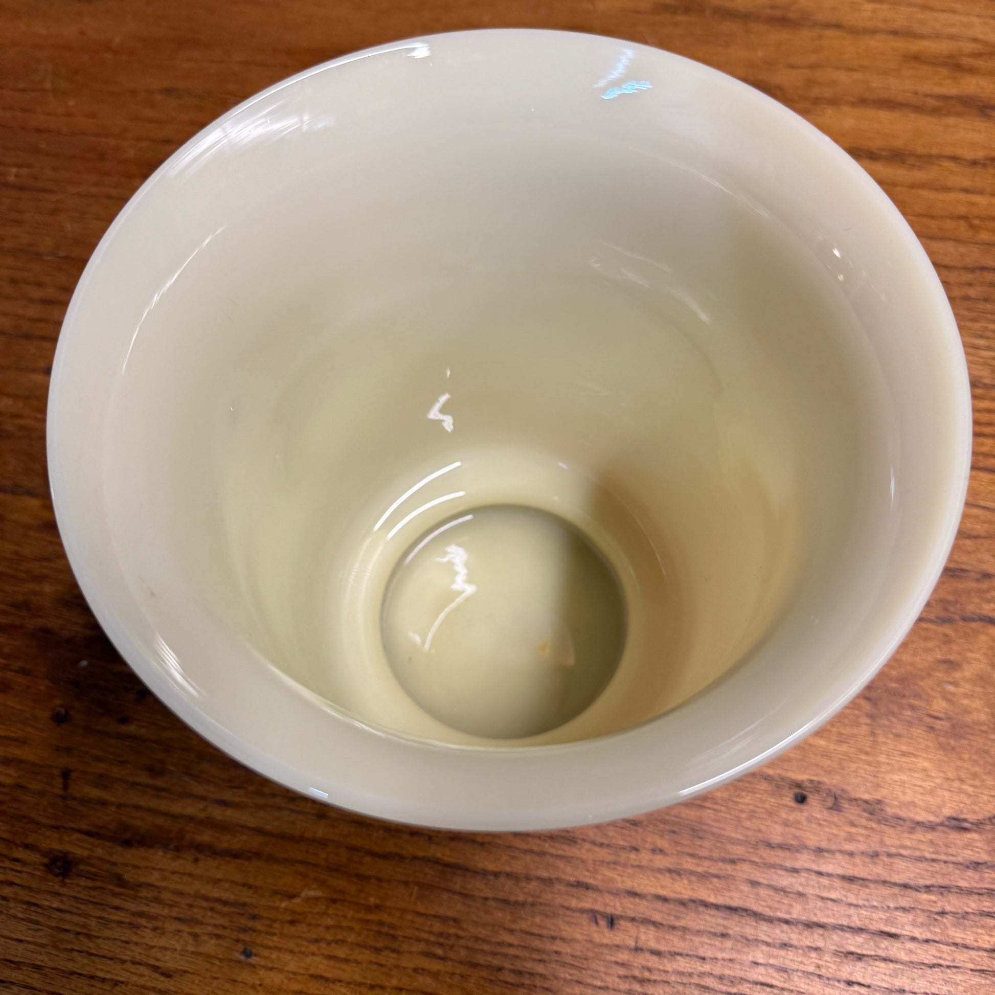 Vintage Mid Century Glassware Yellow Custard Beige Vase Pot Planter