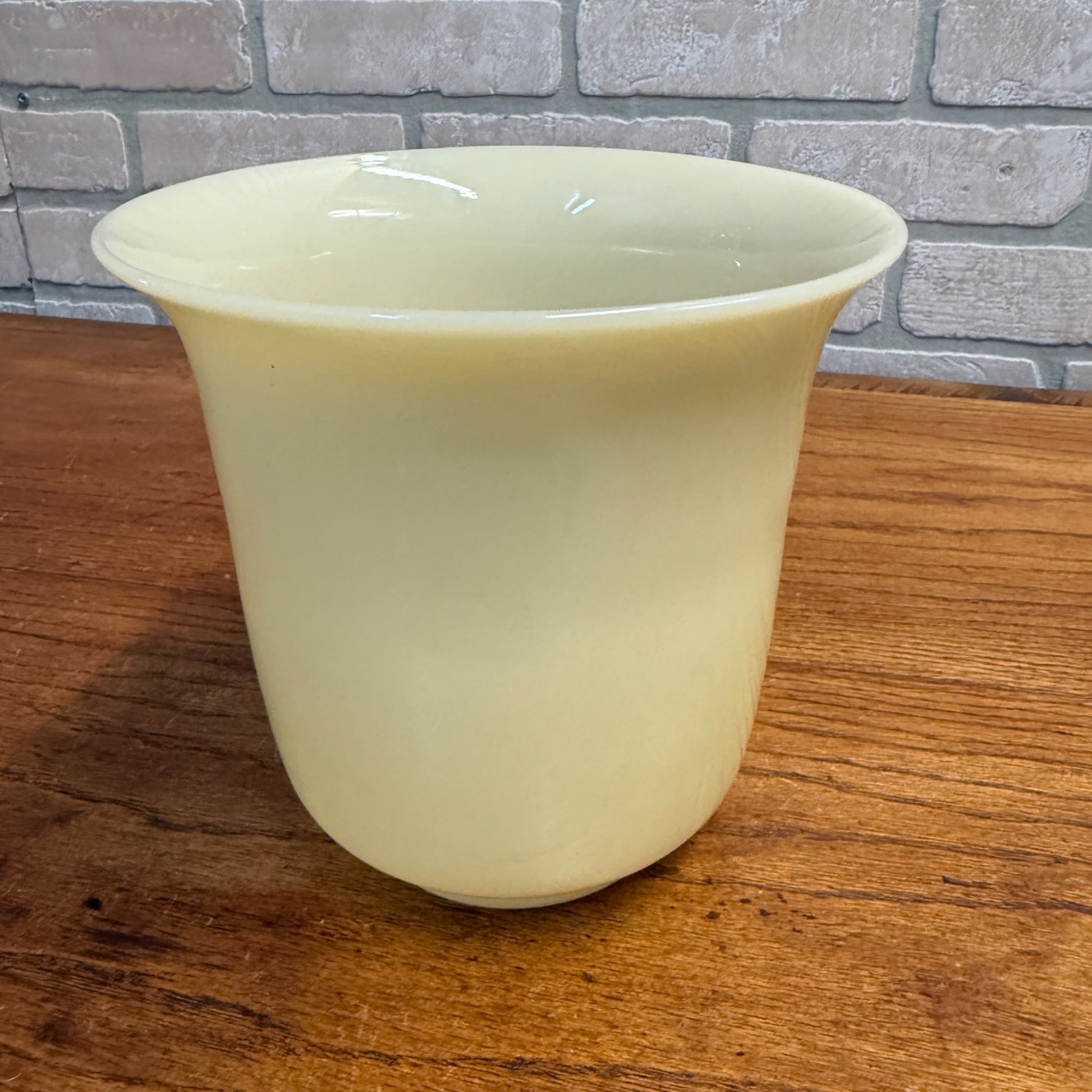 Vintage Mid Century Glassware Yellow Custard Beige Vase Pot Planter