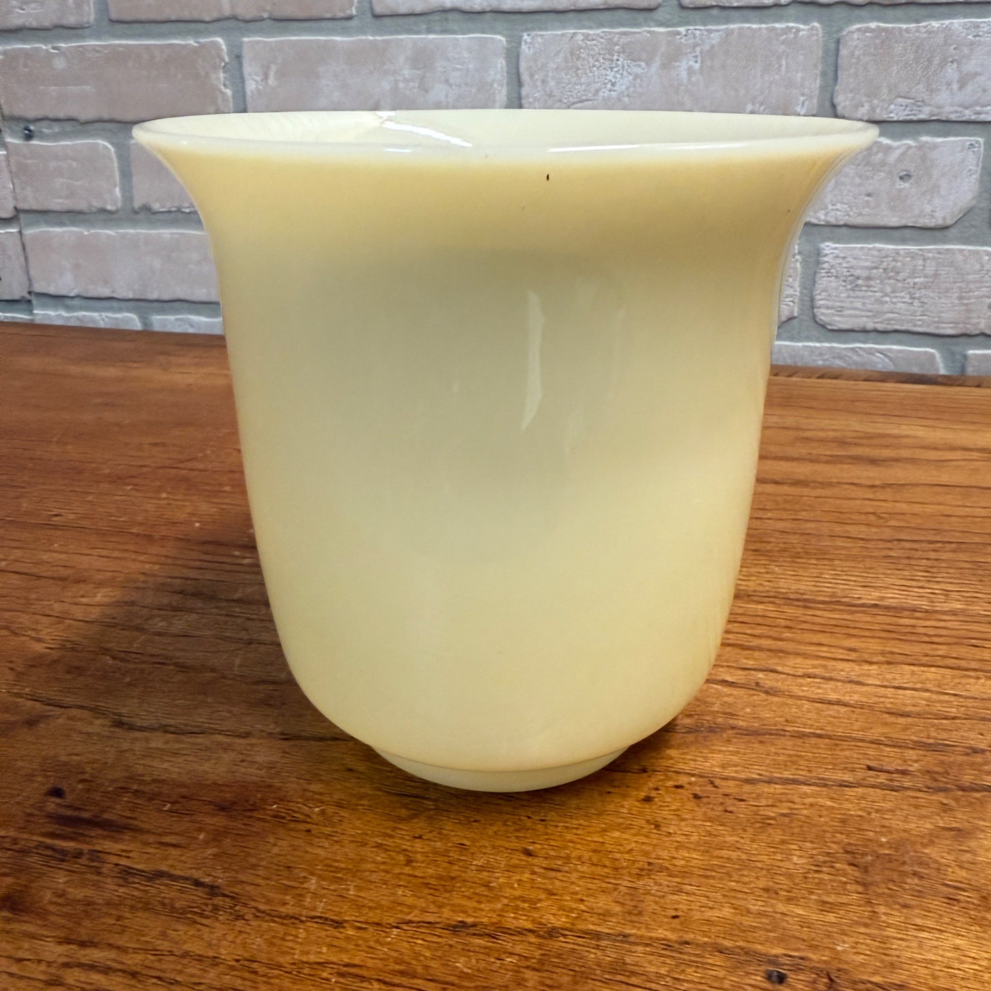 Vintage Mid Century Glassware Yellow Custard Beige Vase Pot Planter