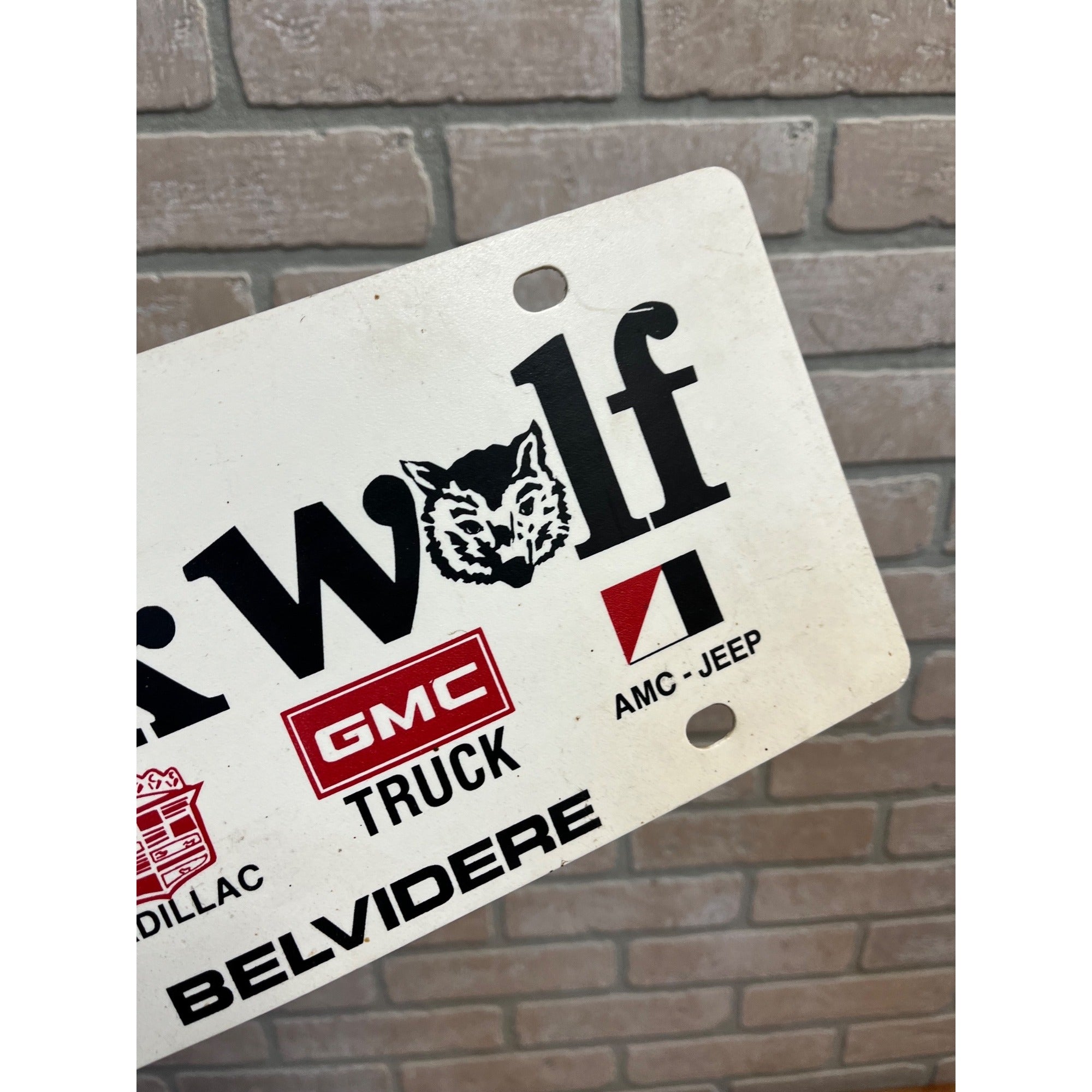 Vintage Jack Wolf Pontiac Cadillac Jeep AMC Dealer Booser Plastic License Plate
