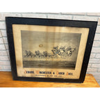 RARE Original 1890s Hebard Transportation Co. Chicago Framed Liutho Advertising Sign