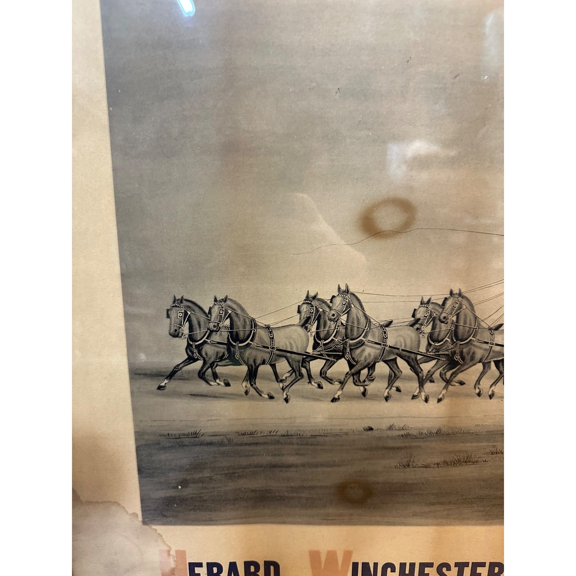 RARE Original 1890s Hebard Transportation Co. Chicago Framed Liutho Advertising Sign