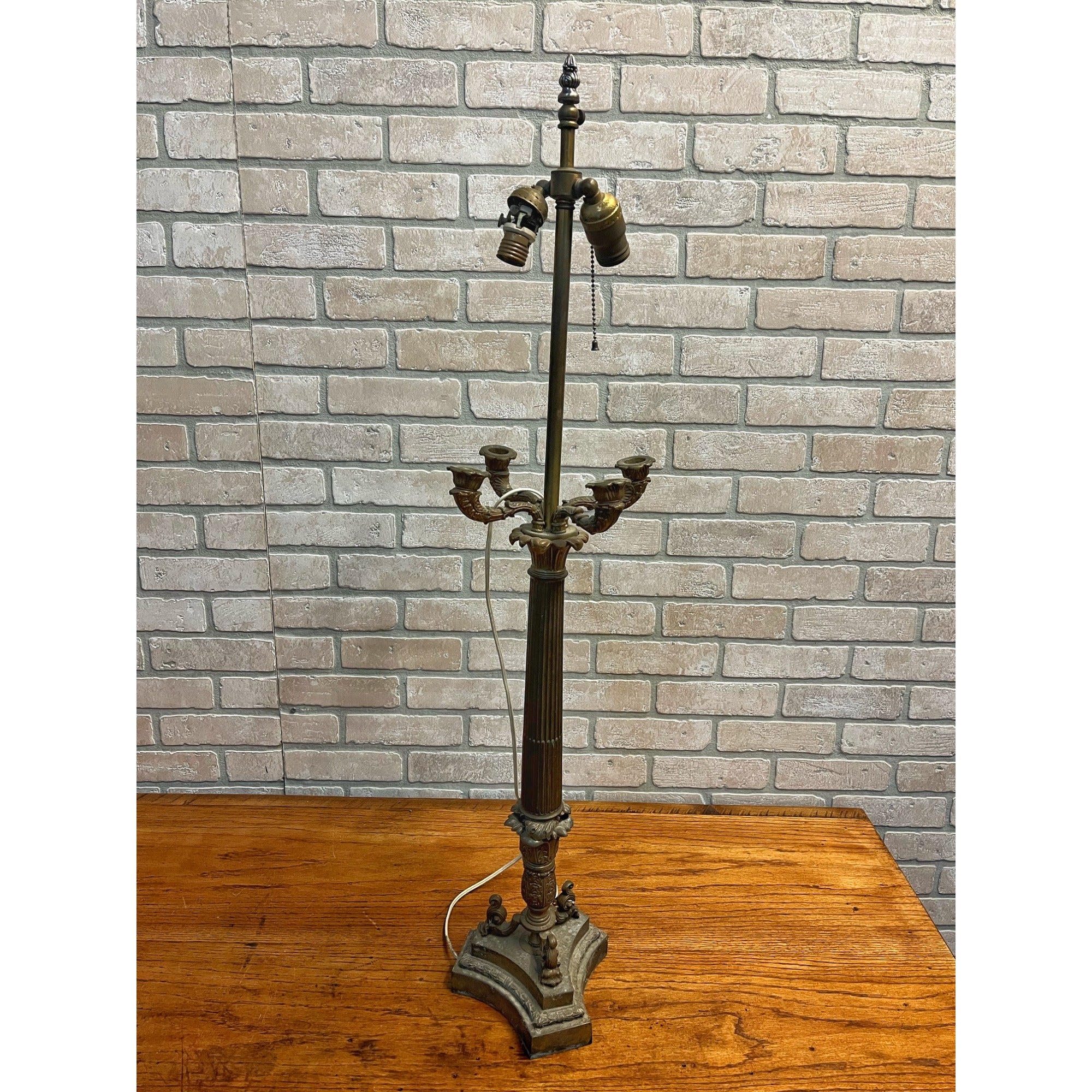 Antique Neoclassical French Bronze Tall Candlestick Electric Lamp PARTS/REPAIR