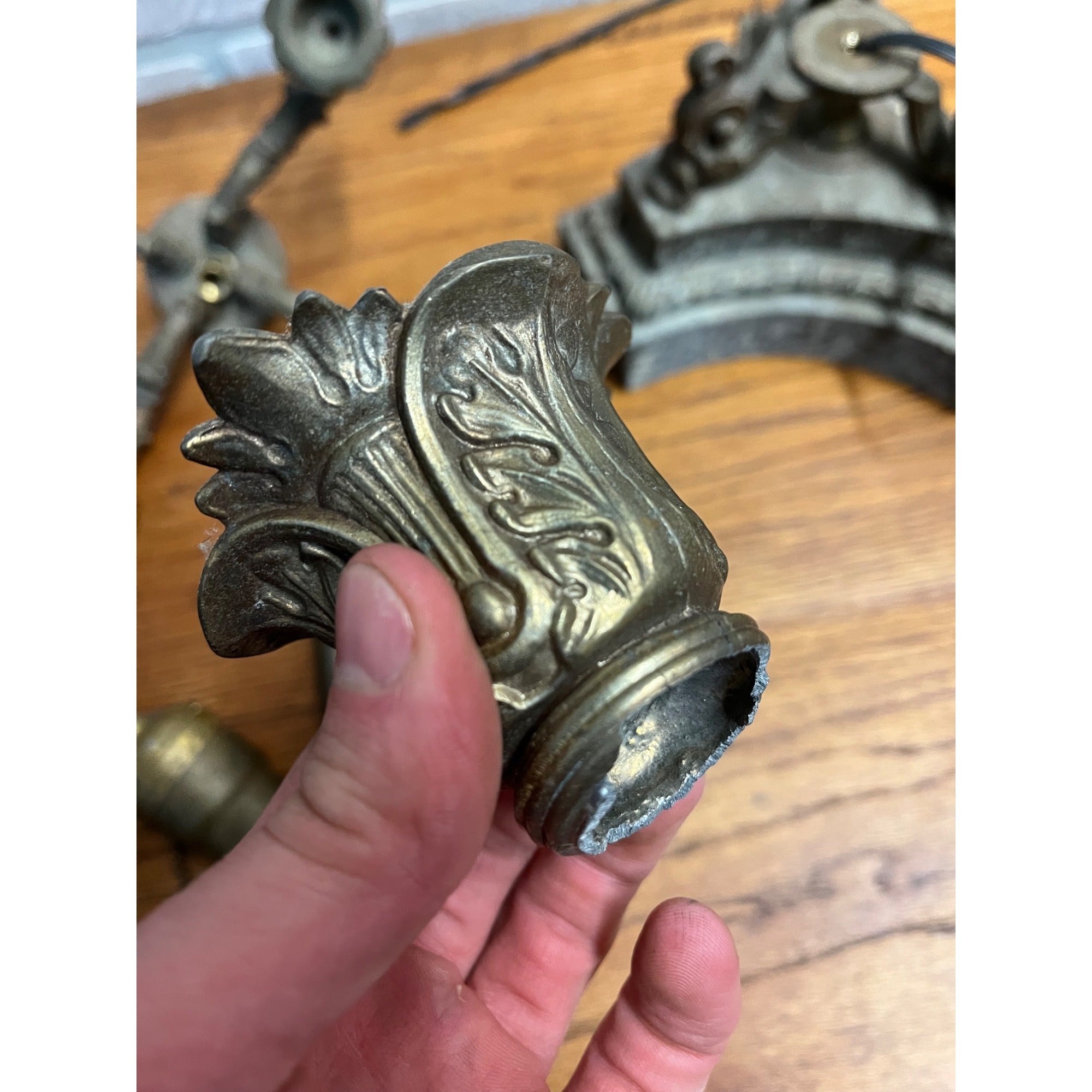 Antique Neoclassical French Bronze Tall Candlestick Electric Lamp PARTS/REPAIR
